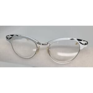 Vintage Silver Cat Eye Eyeglasses 1/10 12K GF Mid Century Etched UOC Optical